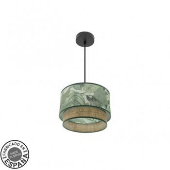 Distribuidor - Lâmpadas Diversas | Colgantes Moderno | COLGANTE CONGO 30D 1XE27 NEGRO/VERDE-NATURAL Ref: 224993009